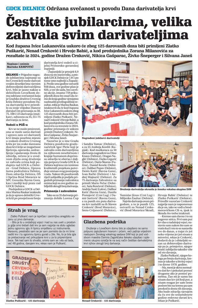 Čestitke jubilarcima, velika zahvala svim darivateljima, članak, novi list